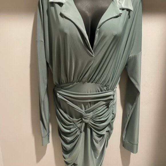 Teal Ruched Dress - Picture 3 of 7